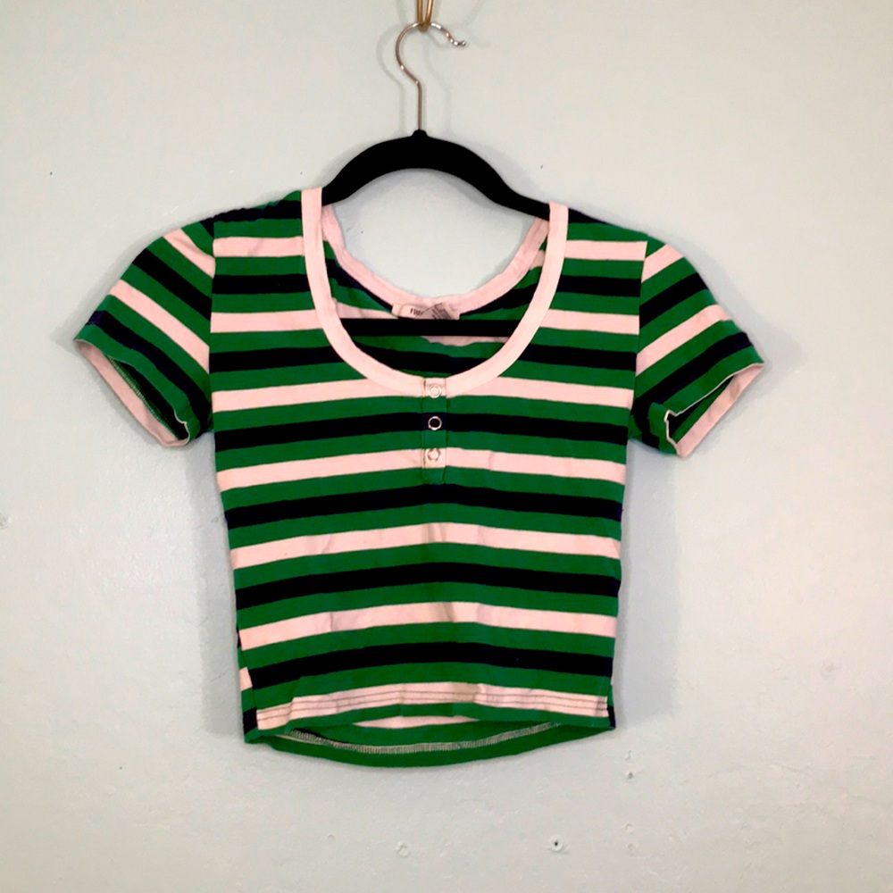 ✨Forever 21 Green Striped Crop Top✨